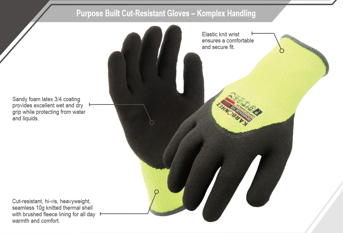 C33461 SW Safety® Karbonhex® KX84V 3/4 Latex Coated Hi-Viz Thermal Cut Gloves
